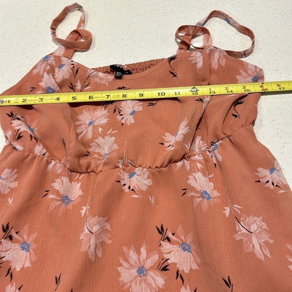 Torrid Pink Falling Daisy Floral Chiffon Baby Doll Cami Smocked Size 00 - Picture 9 of 16